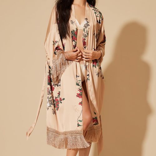 Ulivary Tassels Champagne Kimono Robe