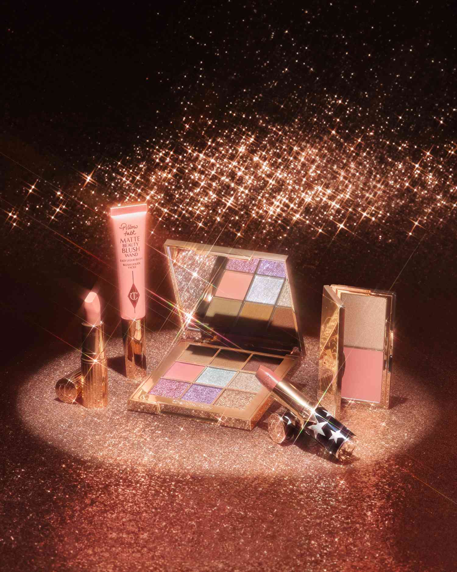 A compilation of Charlotte Tilbury products available for the holidays