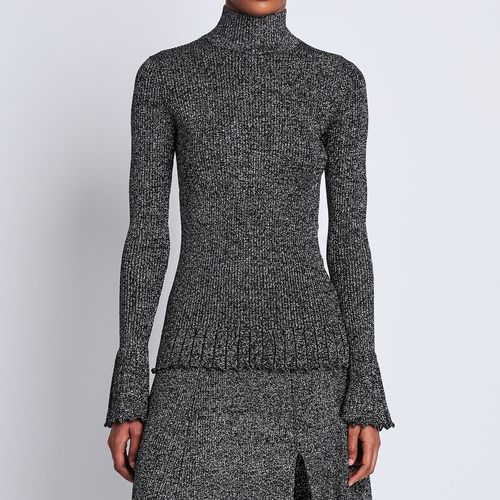 Proenza Schouler Avery Turtleneck in black and white marled knit