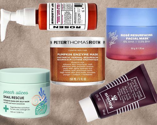 Collage of the best face masks we recommend on a light grey background