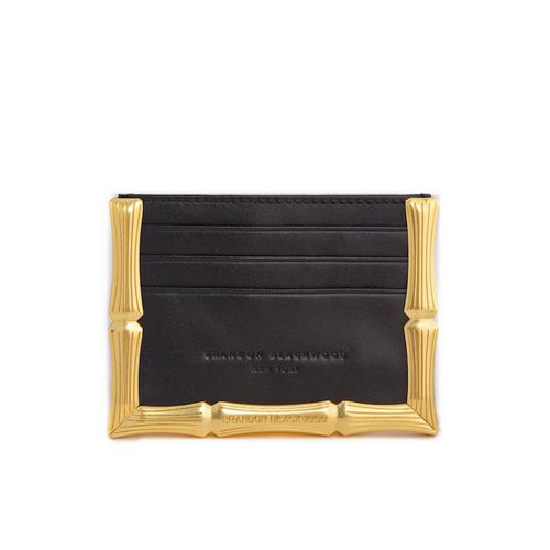 Brandon Blackwood Bamboo B Card Holder in black and gold