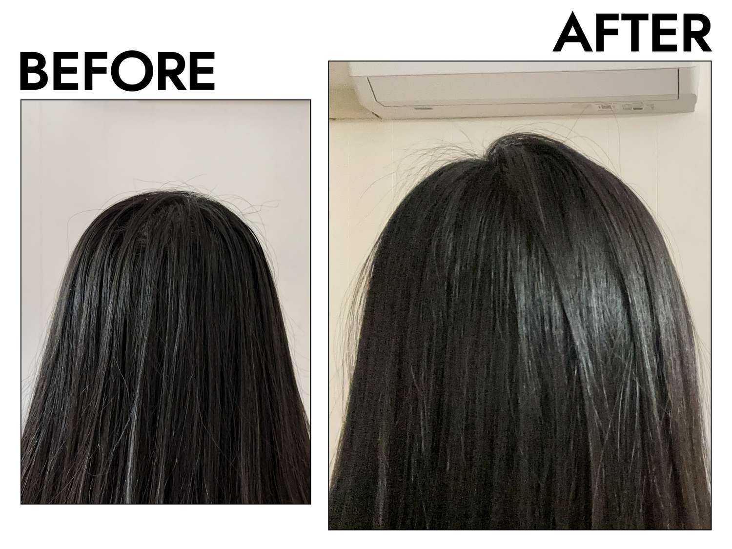 A before and after photo showing the effects of using Kristin Ess Deep Clean Clarifying Shampoo