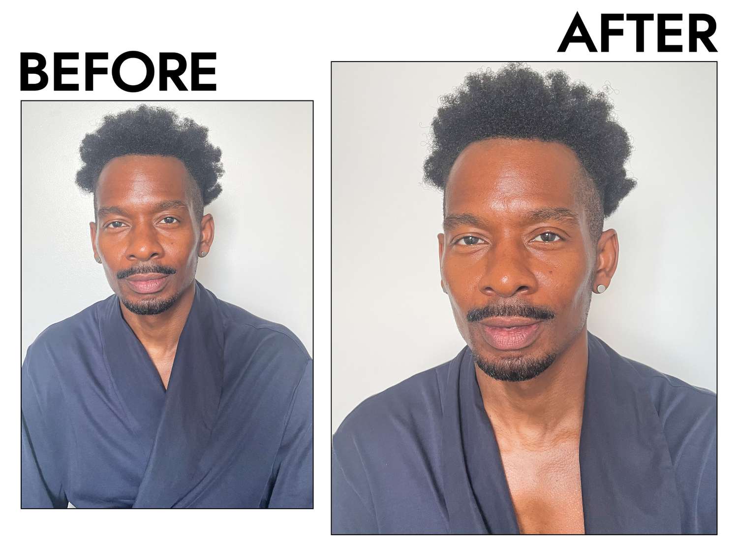 A person's hair before and after using Verb Volume Dry Texture Spray