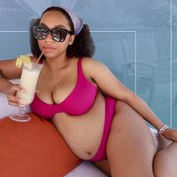 Aimee Simeon Pregnant Near Pool