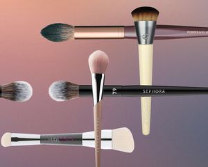 Contouring brushes arranged on a purple background