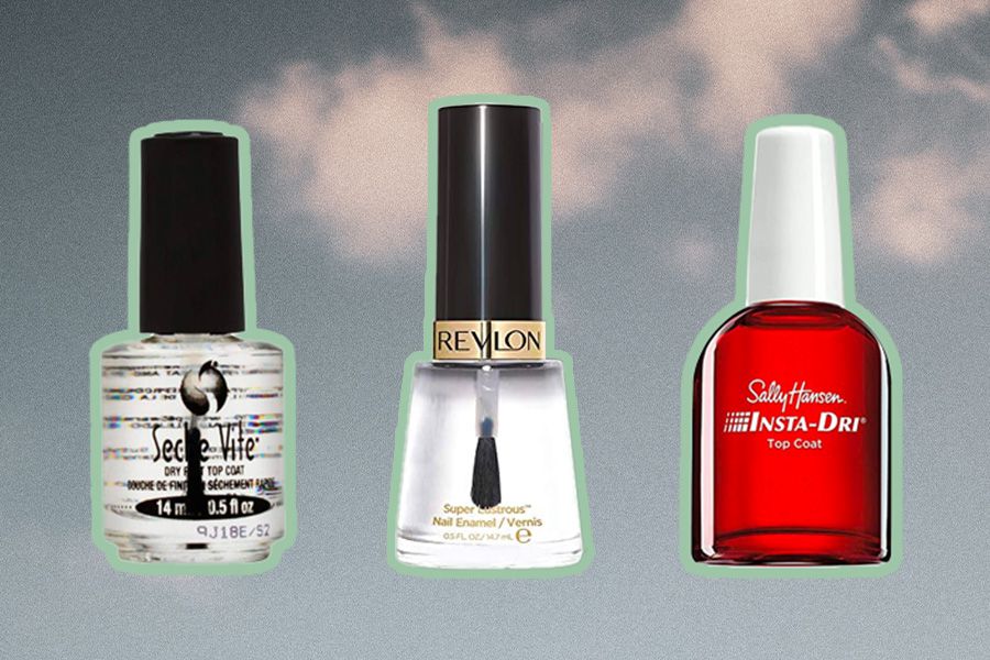 a collage of the best top coat nail polishes