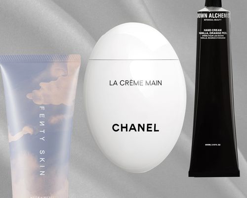 a collage of the best hand creams from Fenty, Chanel, and Brown Alchemist