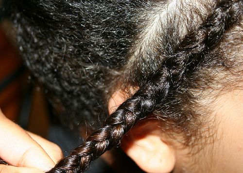 close up of cornrow braid