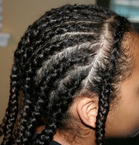 head of completed cornrows