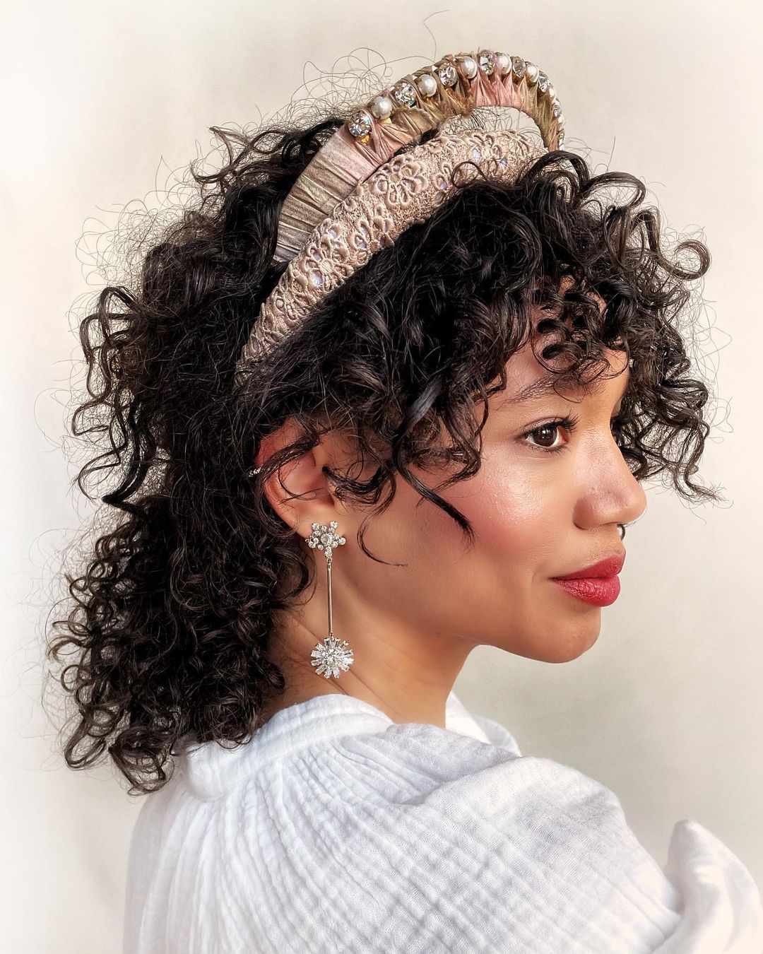 Curly hair with headband