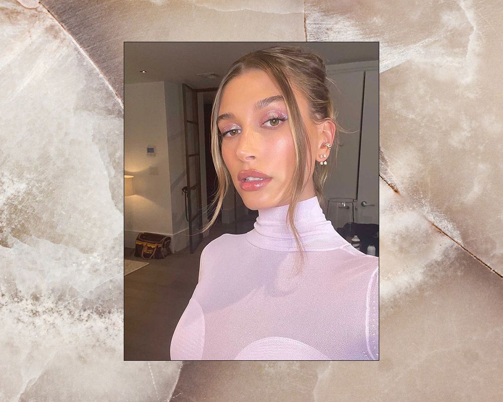 Hailey Bieber subtle sparkle makeup