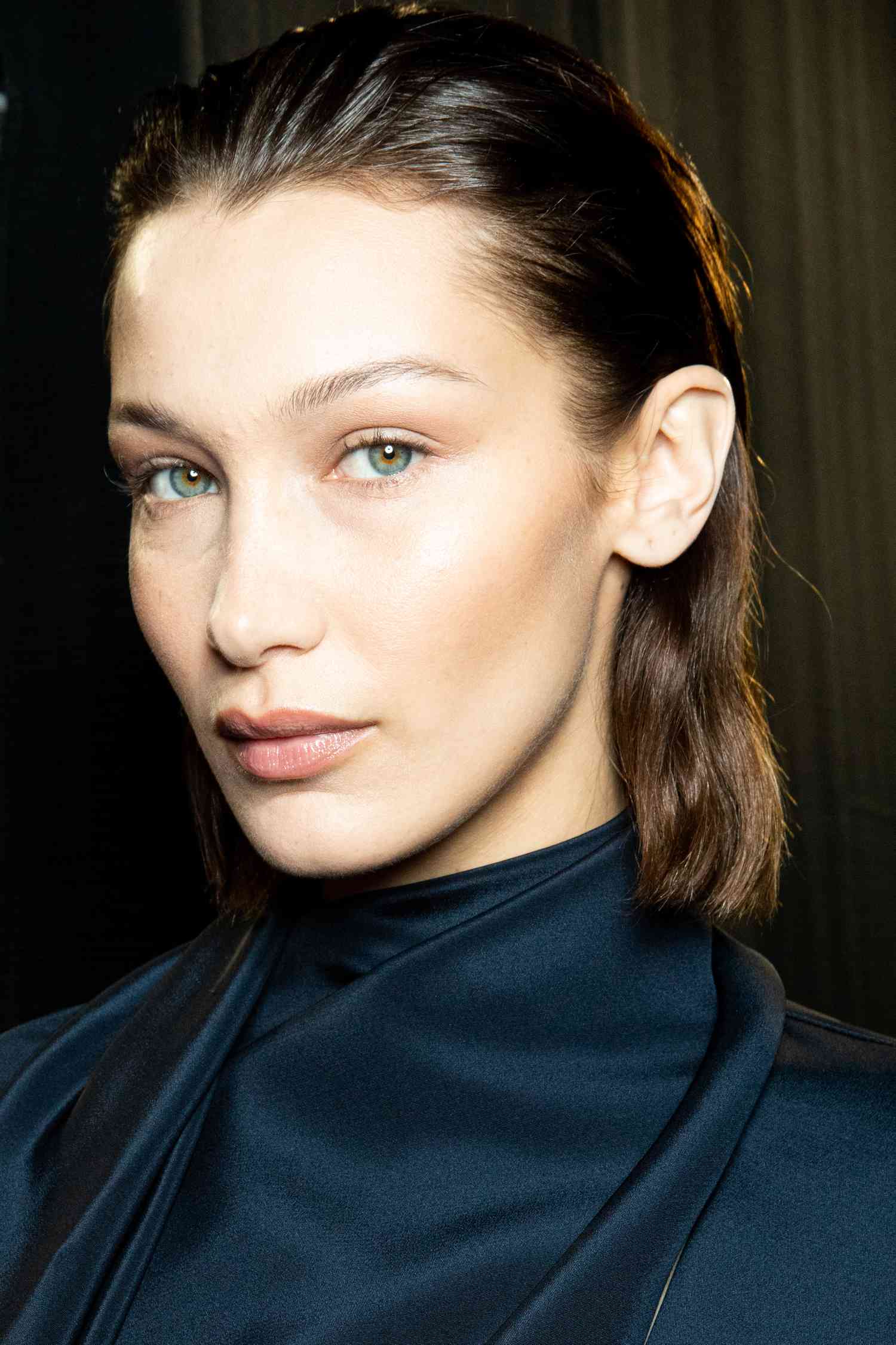 Bella Hadid with soft chestnut hair