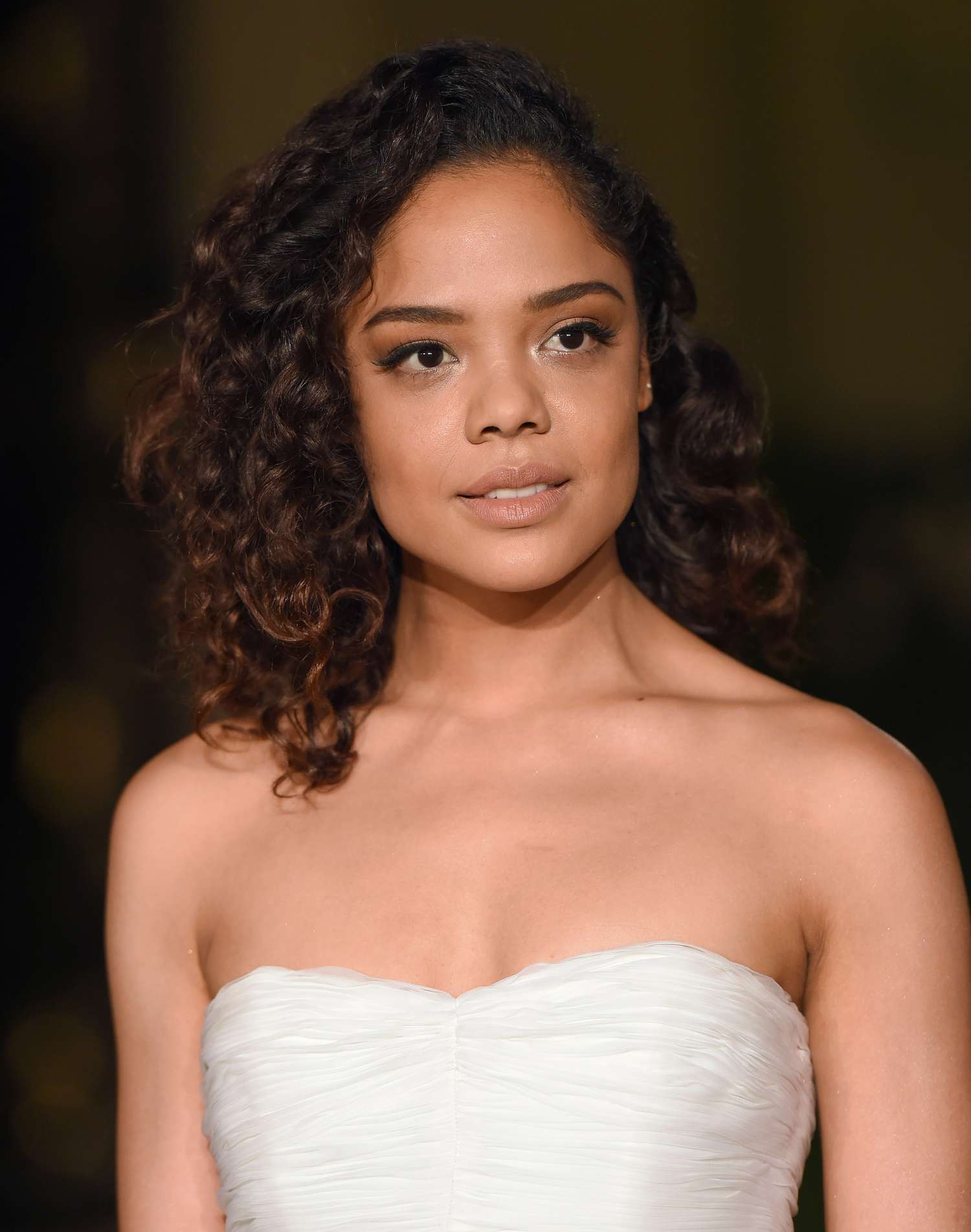 Tessa Thompson with cocoa hair