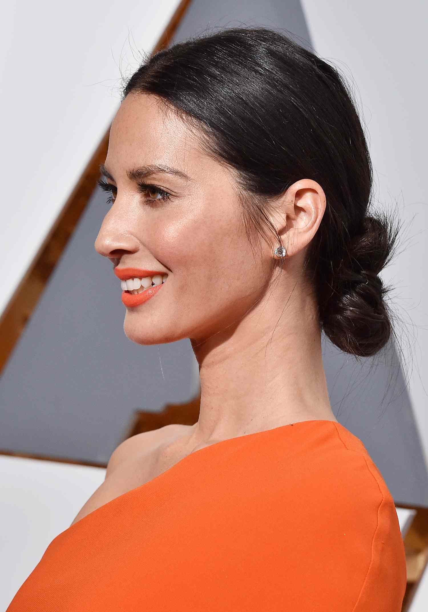 Olivia Munn in low knotted bun