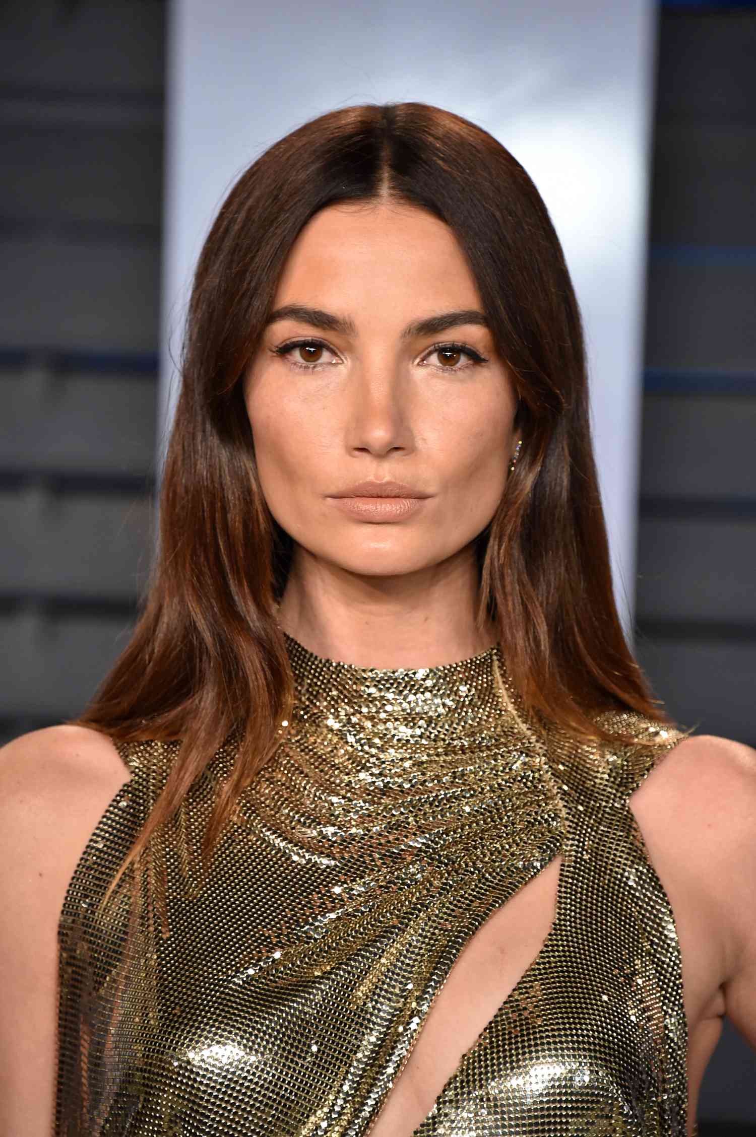 Lily Aldridge with deep chocolate hair