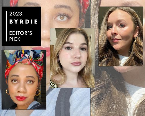 Byrdie editors wearing skincare and makeup products from their June 2023 editors' picks