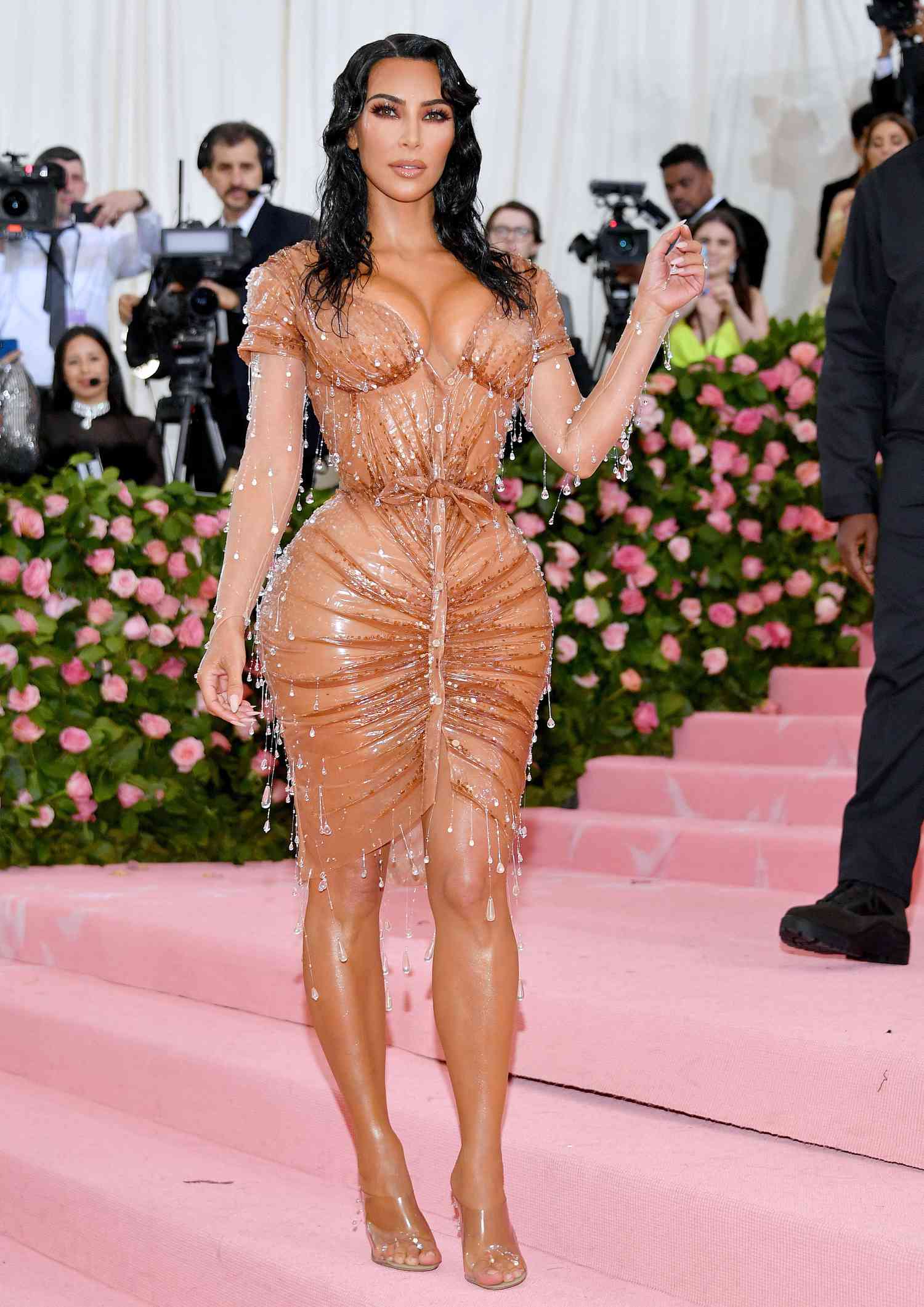 Kim Kardashian wears a Mugler naked dress at the 2019 Met Gala