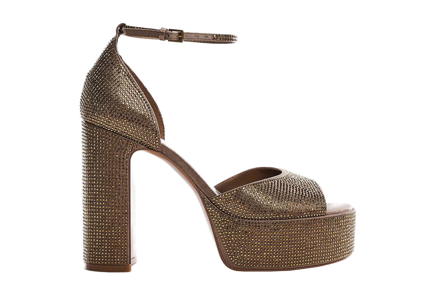 Mango Heeled Sandal with Strass Strap