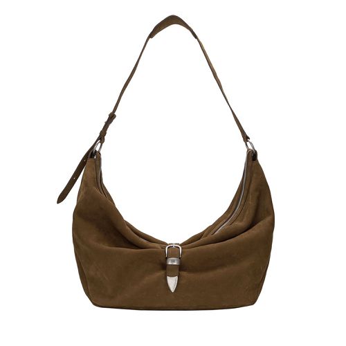 Marge Sherwood Belted Hobo Bag in chestnut nubuck