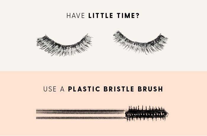 A graphic showing a plastic bristle mascara brush