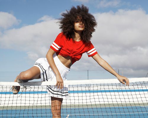 woman on tennis court