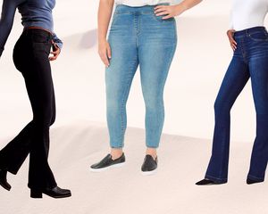 Three women wearing jeans