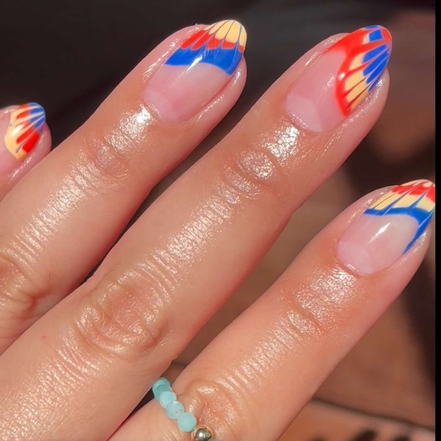 Rocket Pop Tie Dye Tips - Byrdie Tie Dye Nails 