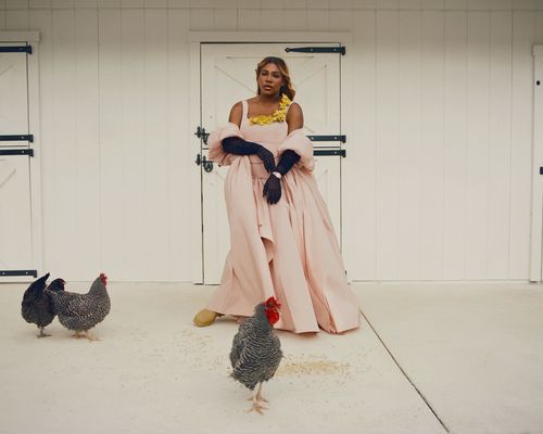 Serena Williams Pink Dress Black Gloves Chickens Farm