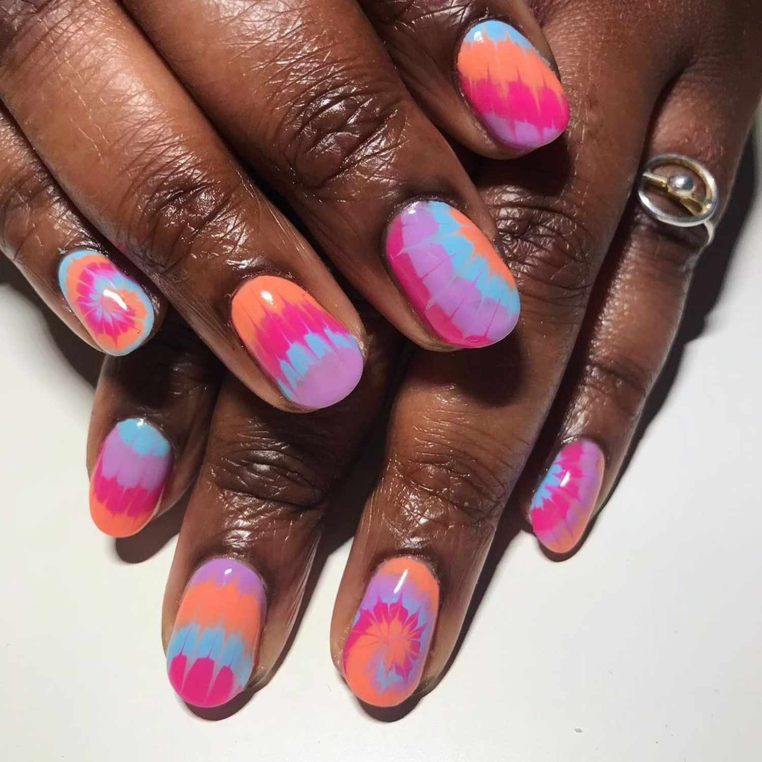 Sherbert Swirl Tie Dye Nails - Byrdie Tie Dye Nails 