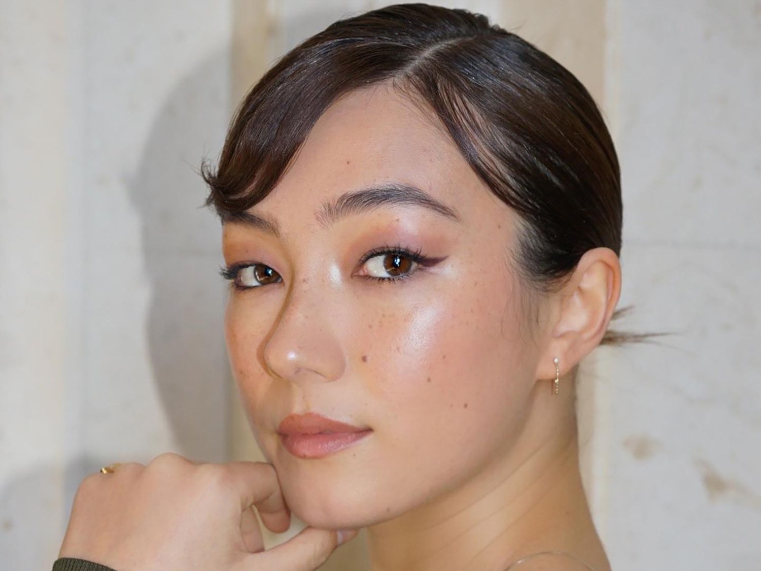 Close up of actor Natasha Liu Bordizzo with soft glam makeup