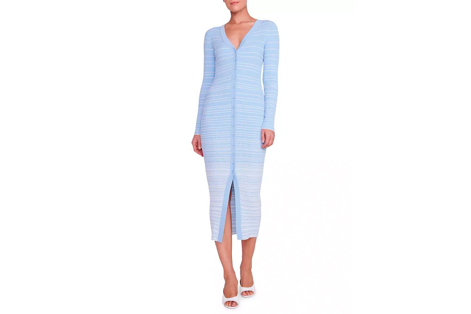 Staud Shoko OmbrÃ© Sweaterdress in French Blue White 