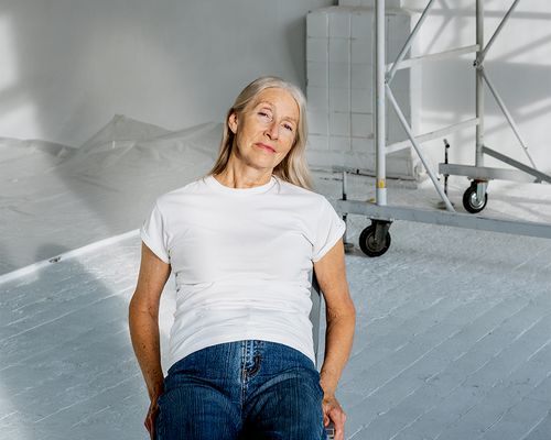 elderly femme in studio portrait