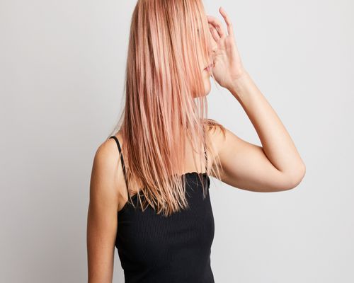 woman with light pink hair