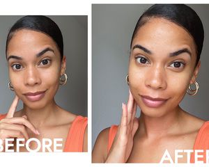 Byrdie writer Celeste Polanco before and after using Sunday Riley's Ice Ceramide Moisturizer