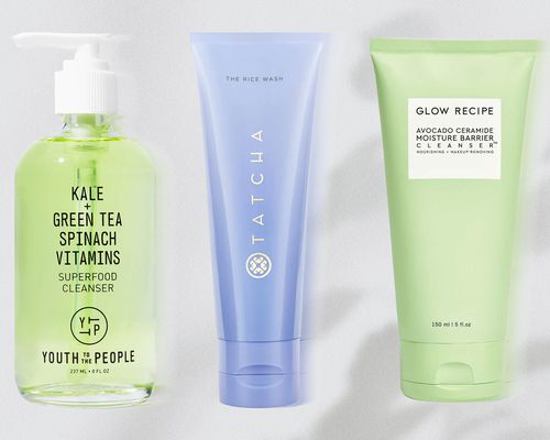 Three Face Washes: Youth for the People, Tatcha, and Glow Recipe