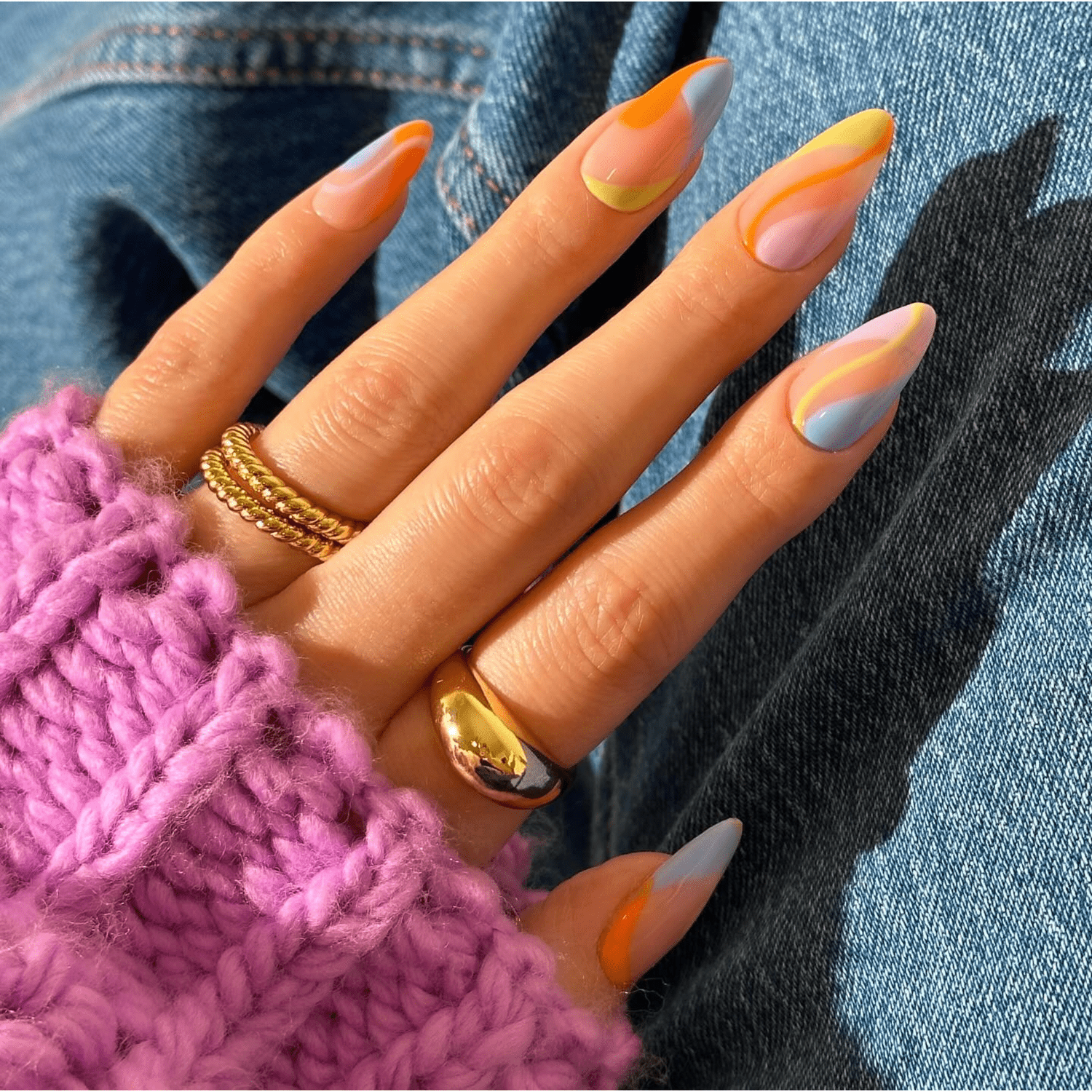 spring bright colors and pastels negative space nails