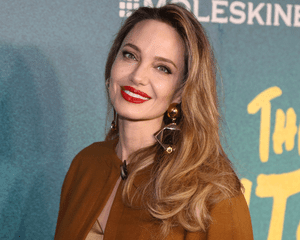 Angelina Jolie wearing red lipstick