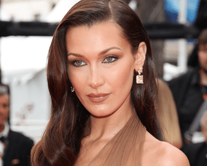 Bella Hadid wearing a sheer brown dress at Cannes