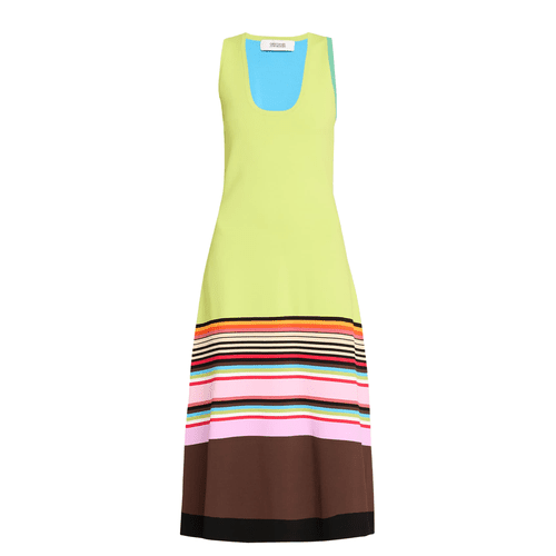 Christopher John Rogers Colorblock Striped Tank Midi Dress