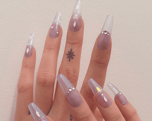 clear nails with jewel accents