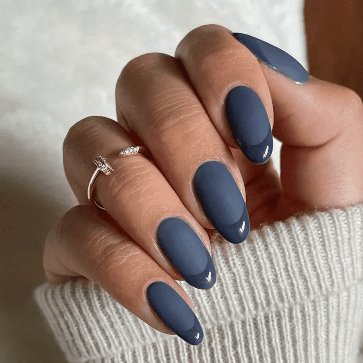 Matte and glossy French manicure