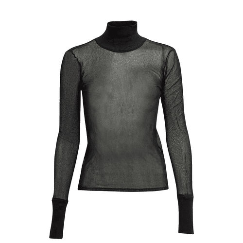 Enza Costa Mesh Turtleneck Top in black