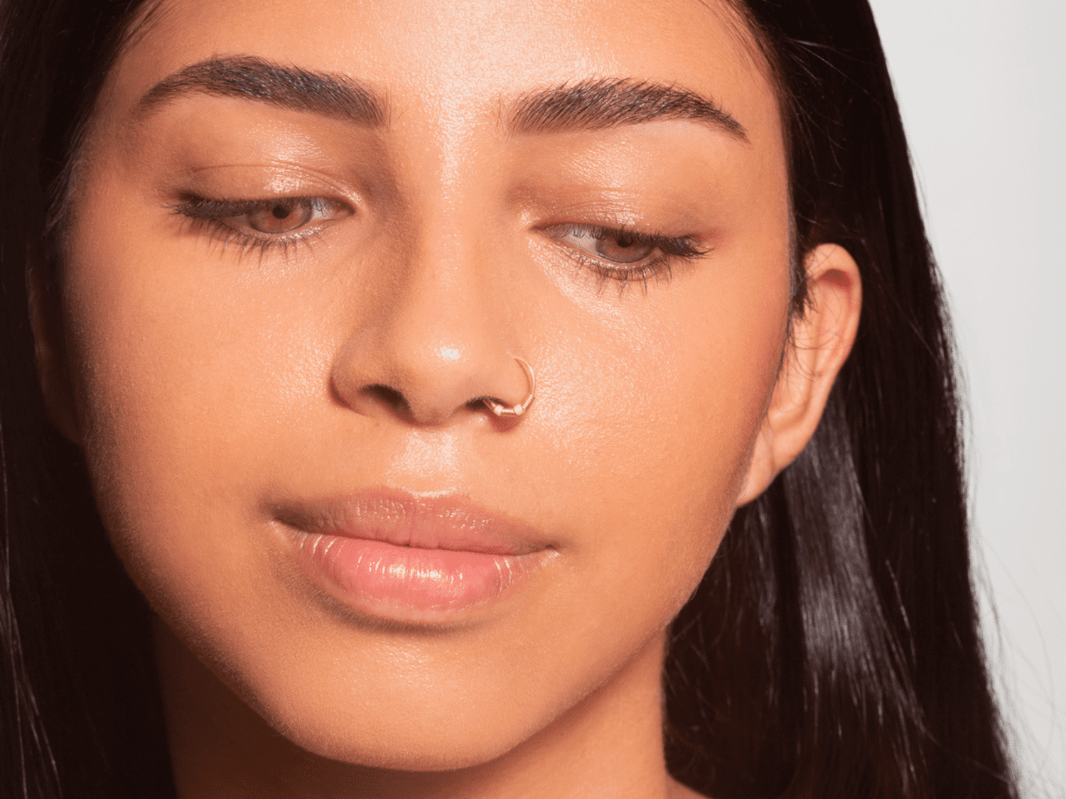 Close up of woman with full eyebrows