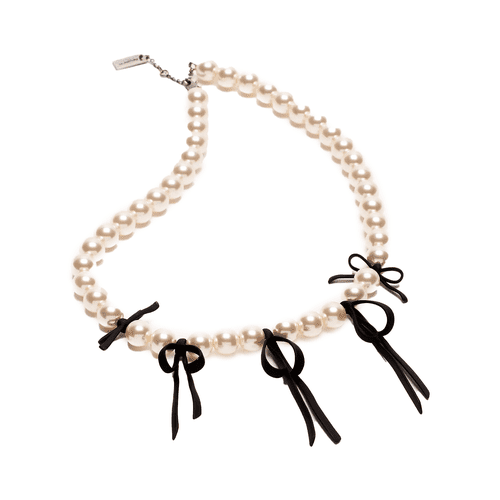 Heaven by Marc Jacobs Sandy Liang Pearl Necklace with black bows