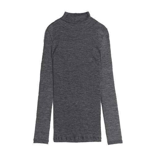 Intimissimi Long-Sleeve High-Neck Tubular Top in aluminum gray blend