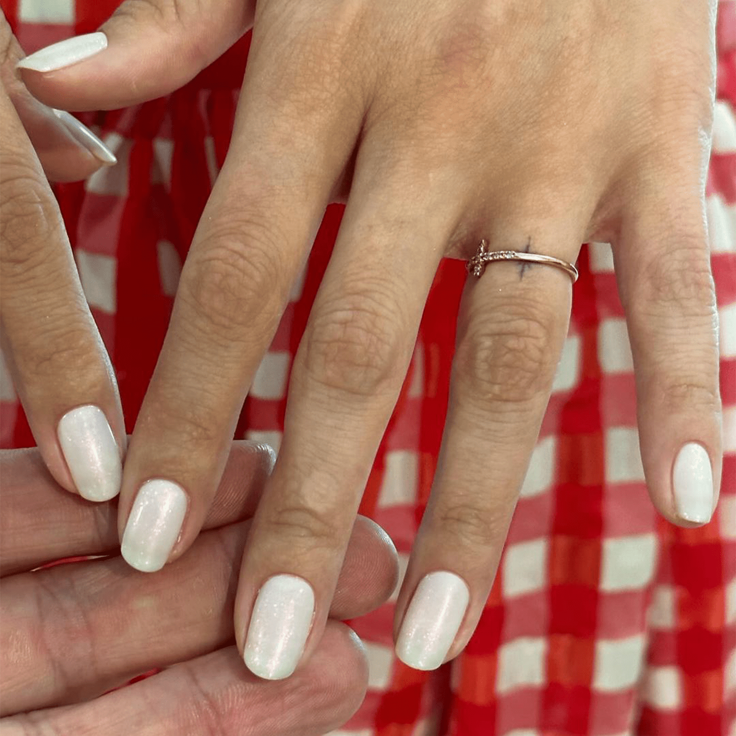 White shimmery nail polish