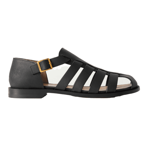 Loewe Campo Cutout Leather Sandals in black