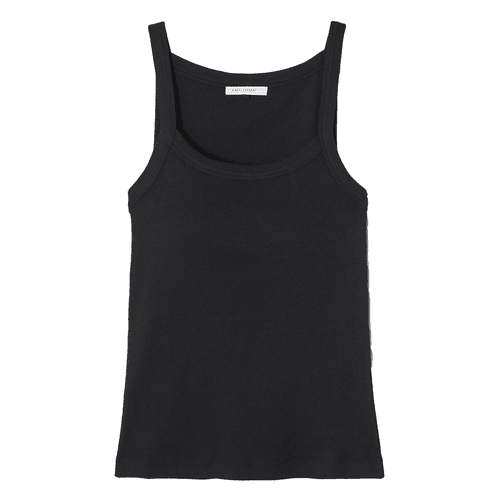 Ninety Percent Ava Ribbed Stretch-Organic Cotton Tank in black