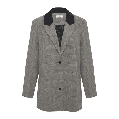 Rumored Belford Blazer in gray corporate houndstooth