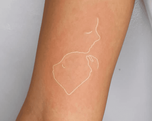 white ink tattoo outline